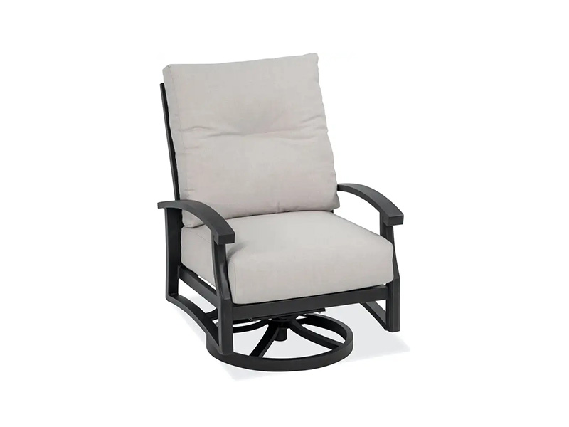 Lodge na may edad na tanso na aluminyo na may cushions patio swivel club chair