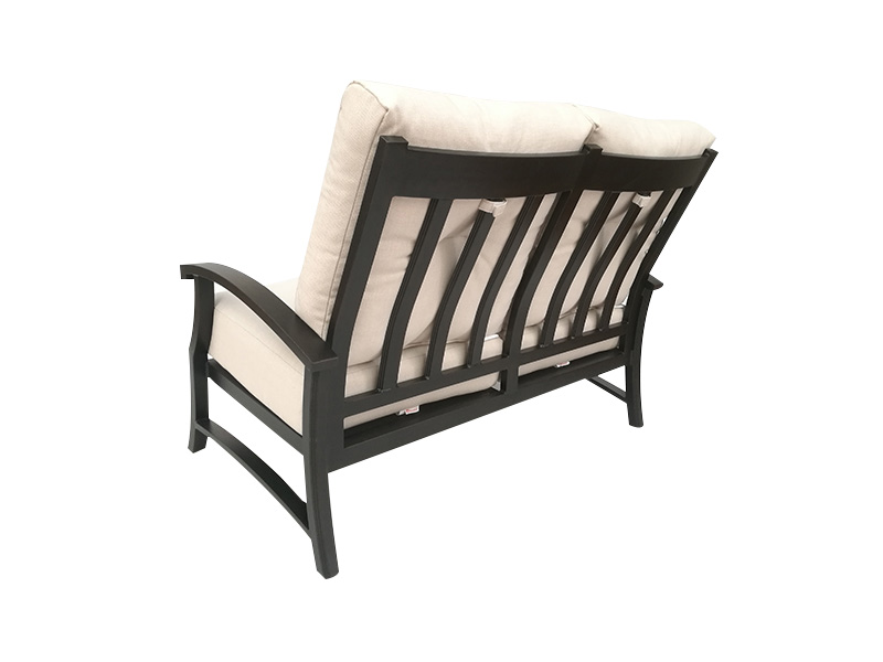 Lodge na may edad na tanso na aluminyo na may cushions patio loveseat