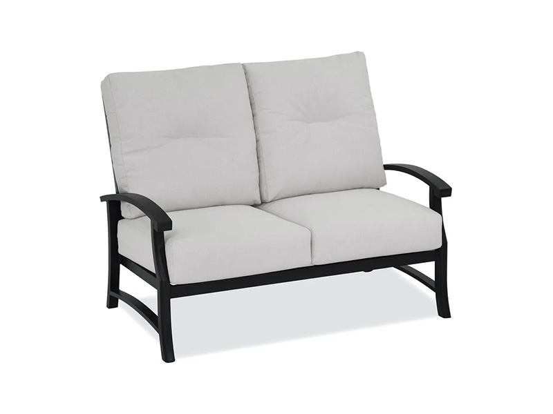 Lodge na may edad na tanso na aluminyo na may cushions patio loveseat