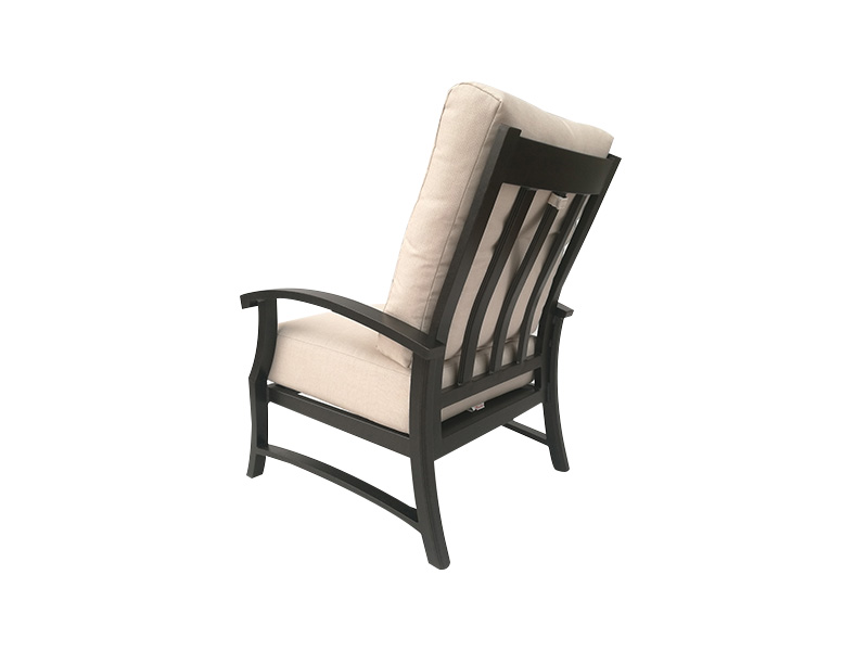 Lodge na may edad na tanso na aluminyo na may cushions patio club chair