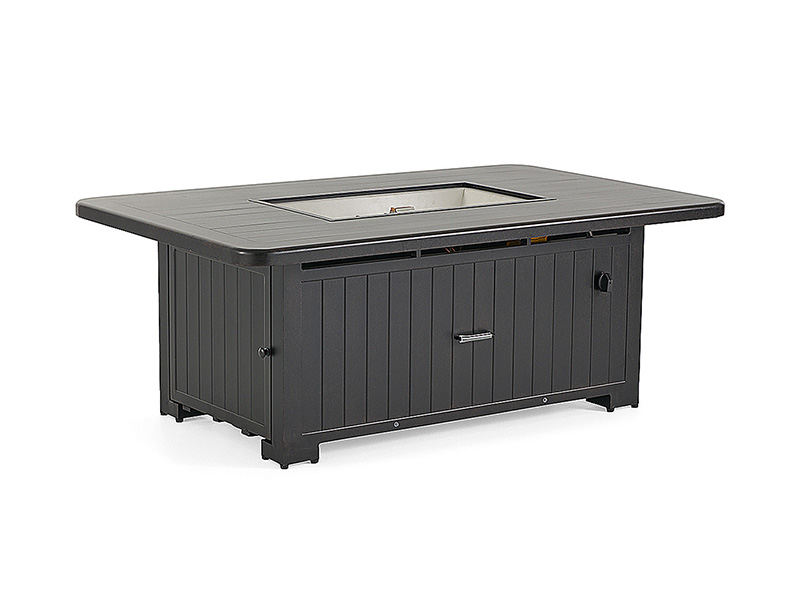 Solstice Aluminum Patio 58x36 in. Fire Pit Slat Top Table