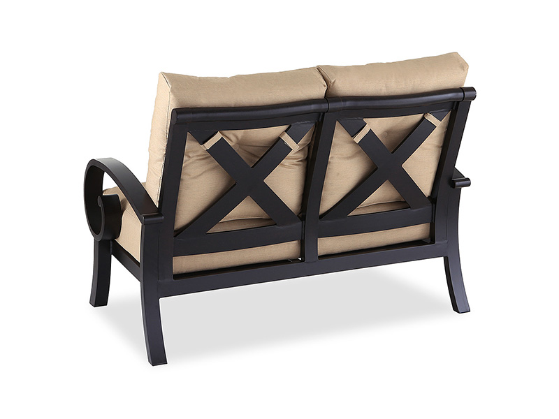 Solstice na may edad na tanso na aluminyo na may cushions patio loveseat