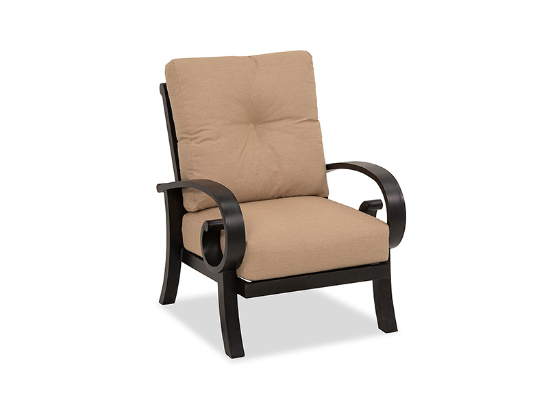Solstice na may edad na tanso na aluminyo na may cushions patio club chair