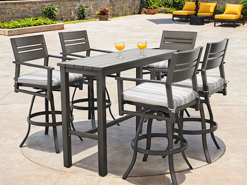 Aspeto 6 piraso ng UV-resistant aluminyo patio swivel barstool set