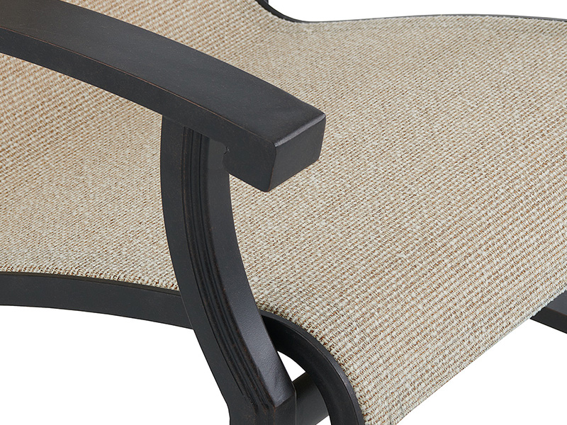 Handcrafted na may edad na tanso na aluminyo sling dining chair
