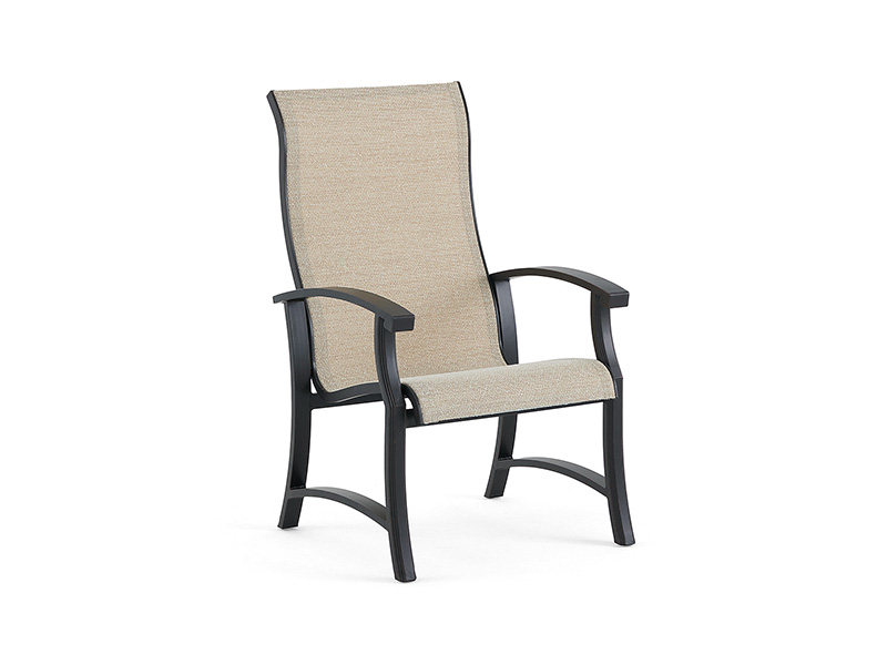 Lodge na may edad na tanso na aluminyo na may sling dining chair