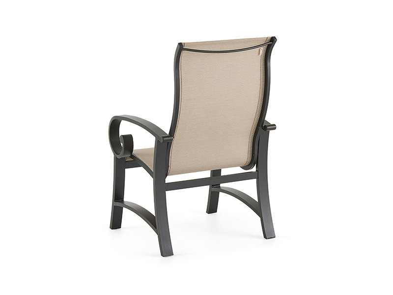 Solstice na may edad na tanso na aluminyo na may sling dining chair