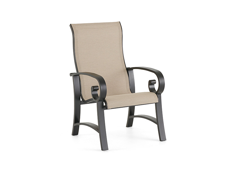 Solstice na may edad na tanso na aluminyo na may sling dining chair